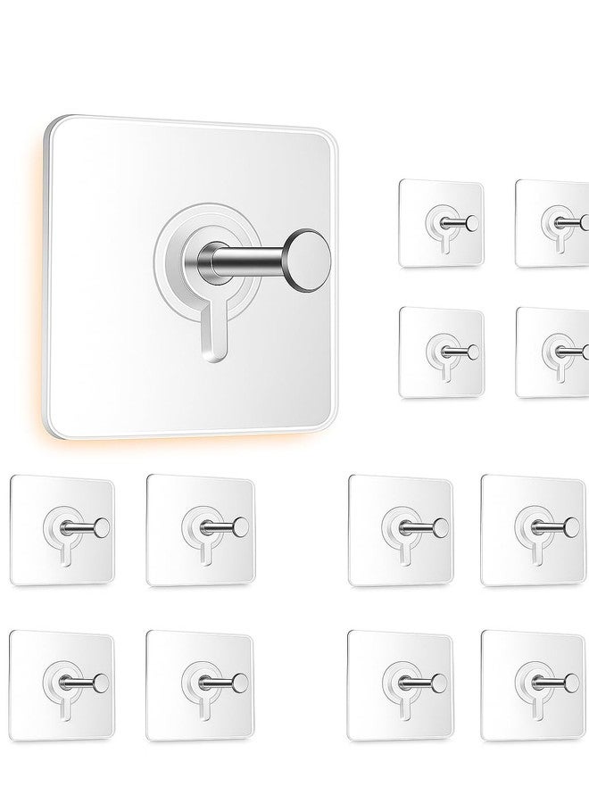 PILLTOX Photo Frame Hooks for Wall Without Drilling, 10 Pack Self Adhesive Hooks for Wall Heavy Duty Strong Nail Free for Hanging Photo Frame (Hanging Hook, Transparent) Stainless Steel - Image 1